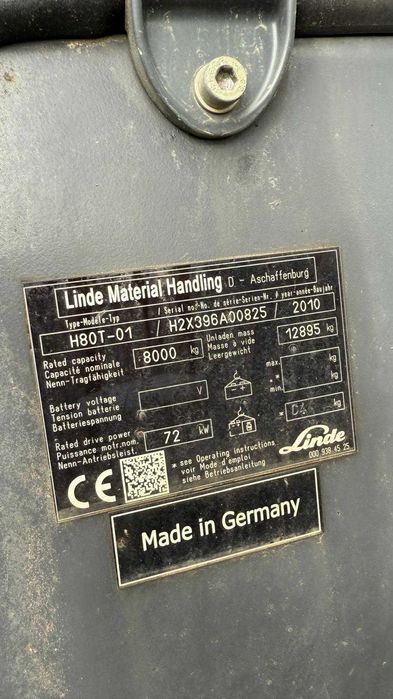Wózek widłowy Linde H80T-01 / UDT/ Gwarancja 3 m. / LPG