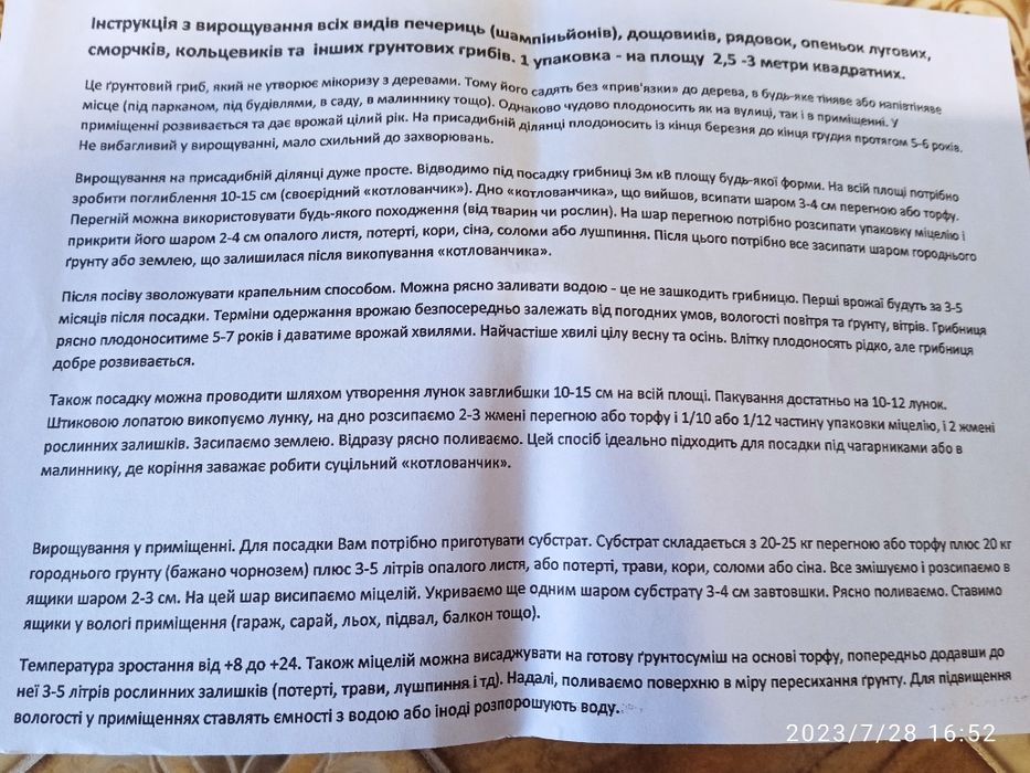 Міцелій Шампіньйону королівського 100 г.
