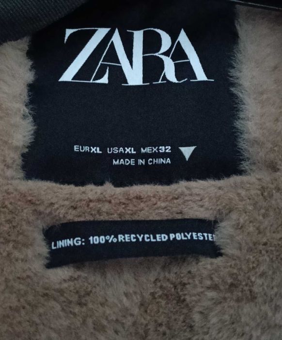 Parka / Casaco de Inverno Zara Verde com Forro em Pelo - Novo (XL)