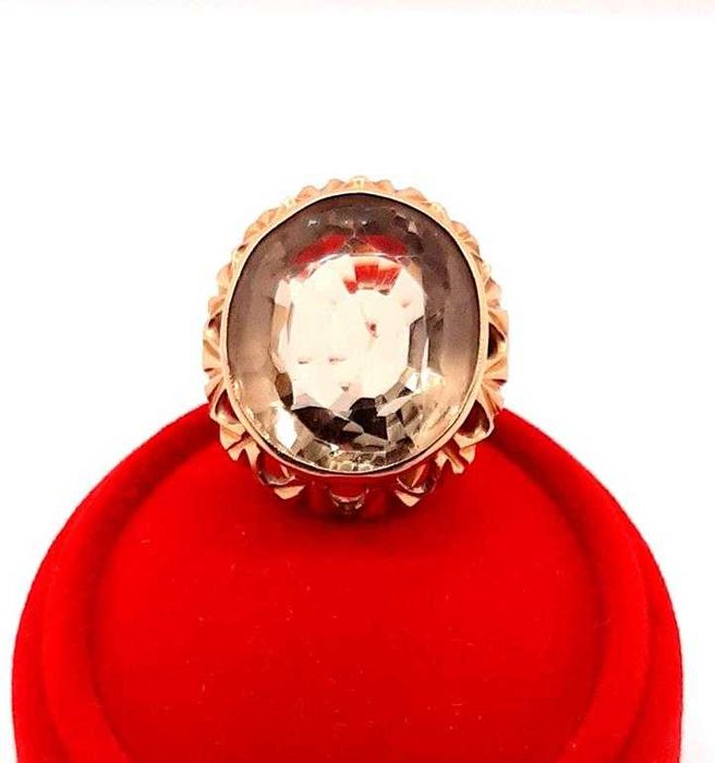 Złoty pierścionek Kwarc dymny PR.585 W:11,95gr R.18 InterSKLEP