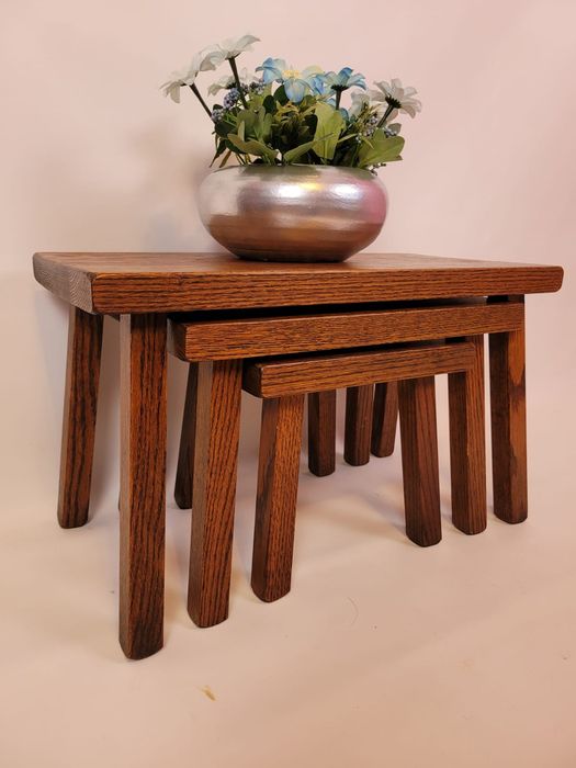 Taborety Trojaki dębowe