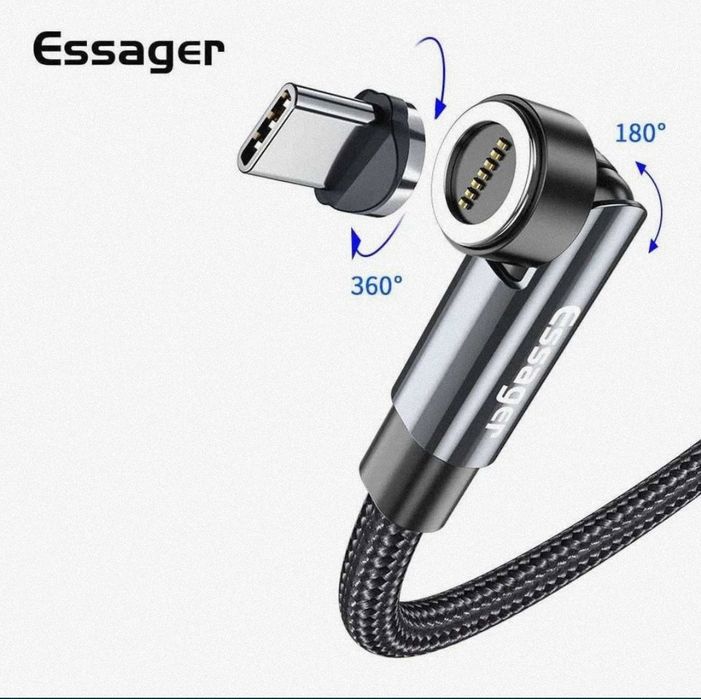 Магнітний Кабель Essager 3A Кутовий, швидка зарядка