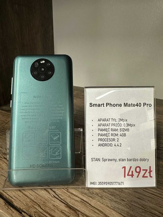Smartfon Telefon Smart Phone Mate40 Pro zielony stan bdb gwarancja