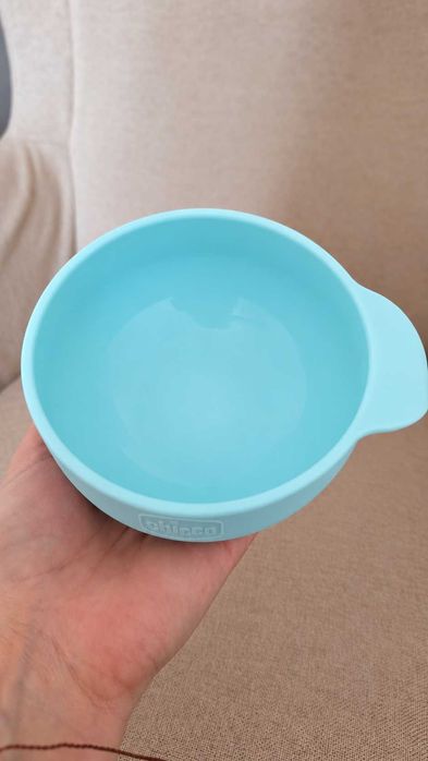 Tigela Chicco de Silicone com Ventosa Azul 6M+ – Nova