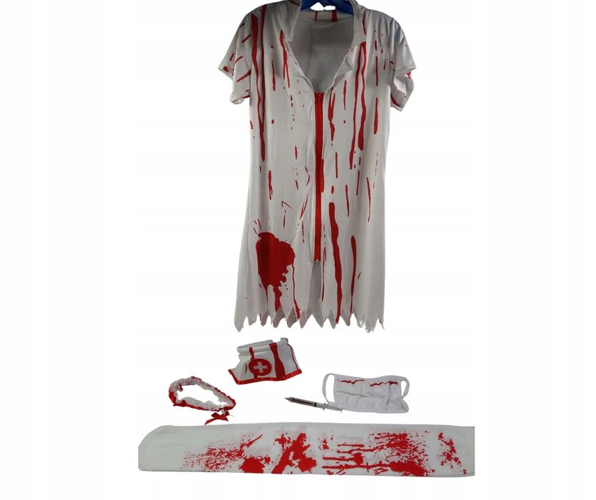 Strój Zombie Zakrwawiona Pielęgniarka Halloween Rozm: M/L 6el Zestaw