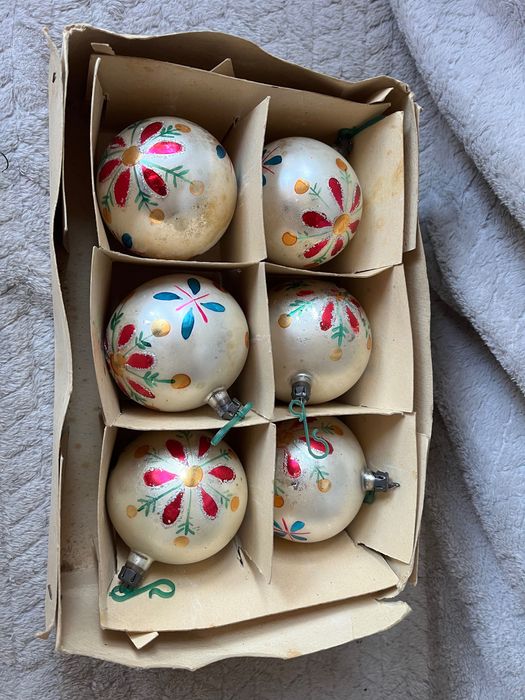 Stare Bombki Choinkowe z PRL zestaw 6 szt KOMPLET