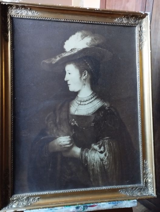 Stary obraz  "Saskia" Rembrandt w pięknej ramie