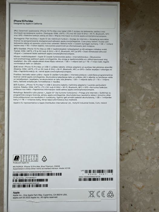 Iphone 15 pro max 256GB