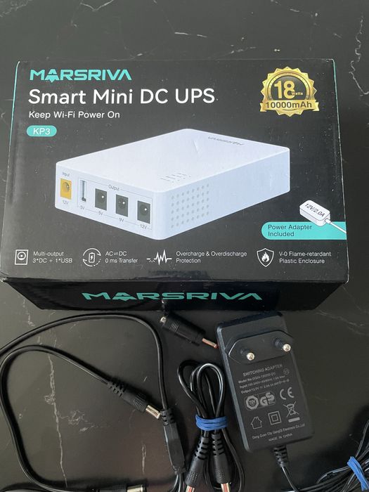 ДБЖ для роутера ONU MARSRIVA Smart Mini DC UPS KP3 White 10000мАч