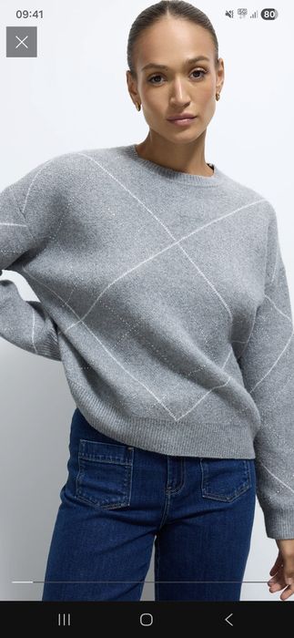 Sweter w romby z kryształkami mohito xs