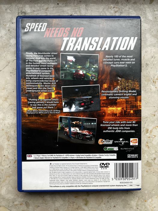 Jeu PS2 The Fast And The Furious - Version PAL, Testé Et Jouable, Bon état
