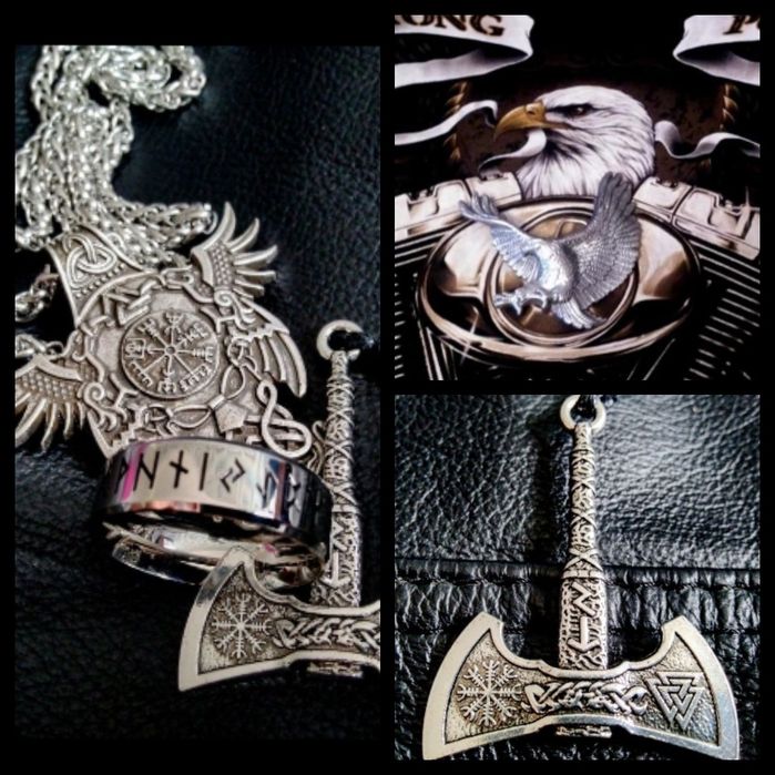 Okazja nordycka obrączka stal runy wiking chopper moto Harley rock