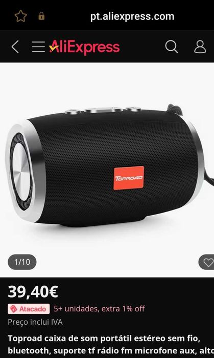 Coluna/Radio portátil TopRoad