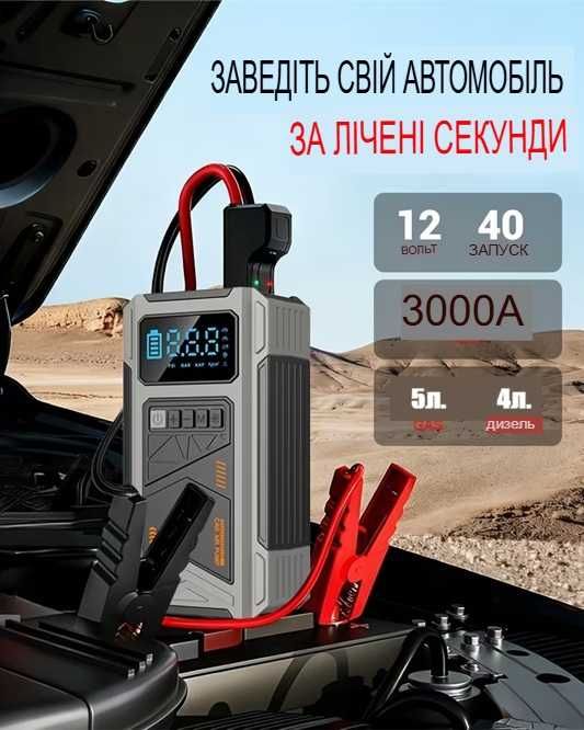 Пуско-зарядне пристрій авто бустер 10в1 JKUOO A35 37000 mAh, 3000A