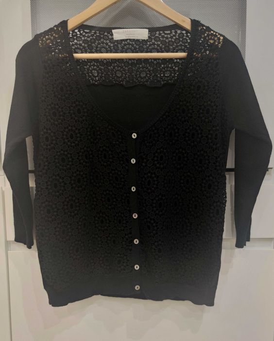 ZARA KNIT czarny krótki sweterek r. M
