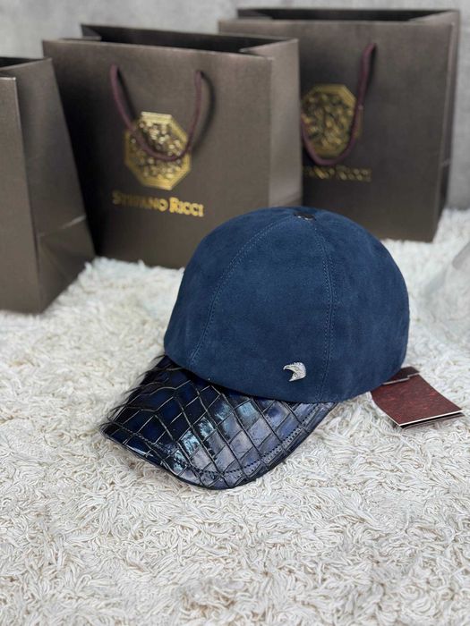 Мужская кожаная кепка Stefano Ricci натуральная кожа крокодила gu631