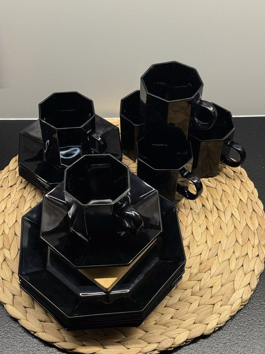 Arcoroc Luminarc France Czarny 18 czesci Zestaw Kawowy