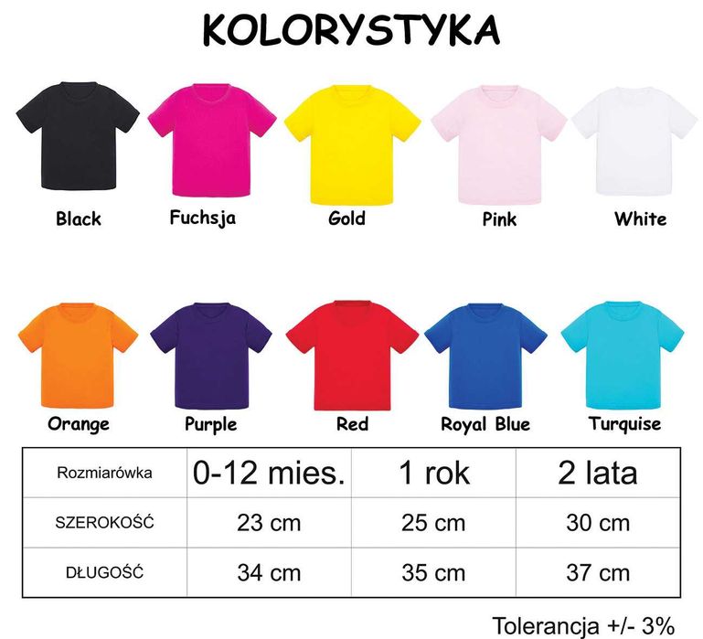 NOWY Dziecięcy niemowlęcy T-shirt 155g. JHK TSRB150