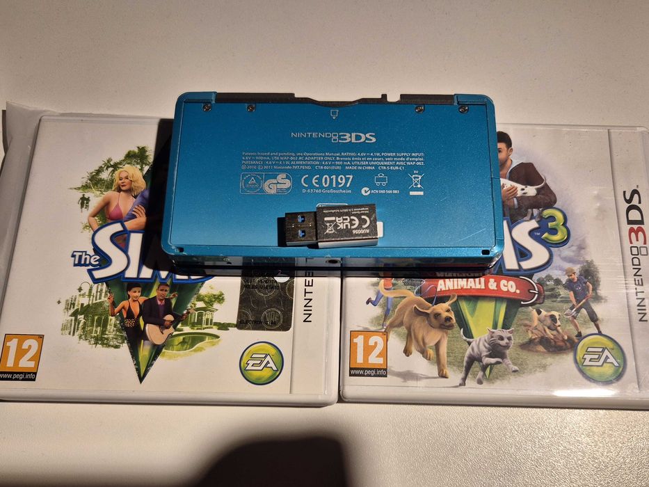 Nintendo 3DS aqua blue EUR db stan + 2 gry