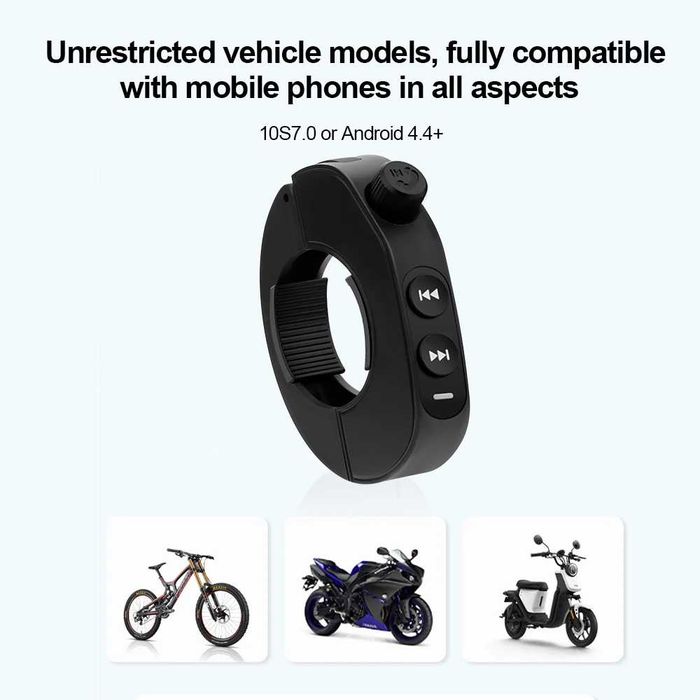 Comando Remoto Bluetooth V5.3 para Capacete de Motocicleta Controlo de Música Chamadas e Assistente de Voz novo