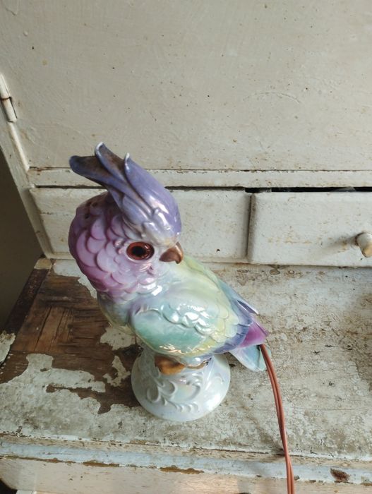 Попугай керамічній з підсвіткою