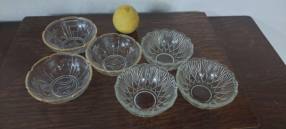 6 taças de sobremesa em vidr trabalhado vintage