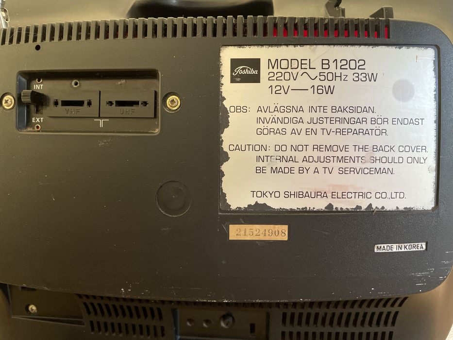 Televisão Toshiba vintage modelo B1202