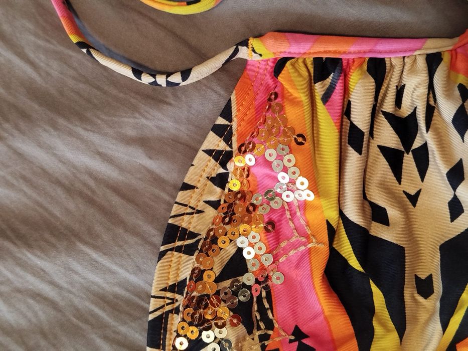 Kolorowy pomarańczowy stanik do opalania opaska M L