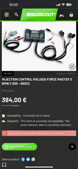 Malossi force master 3 BMW c600 sport , 650 hp ,650 gt