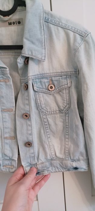 Jasna krótka kurtka jeansowa TopShop Moto r. 36
