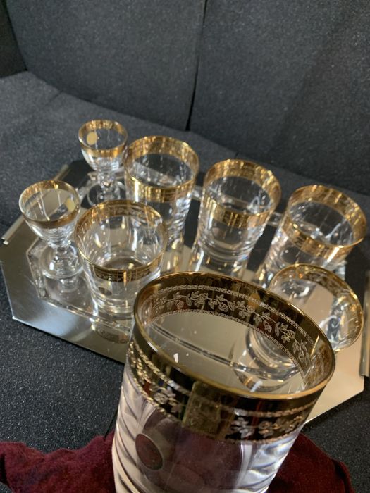 Serviço de Whisky e Licor em Cristal de Chumbo 24% e Ouro (CONJUNTO IMACULADO)