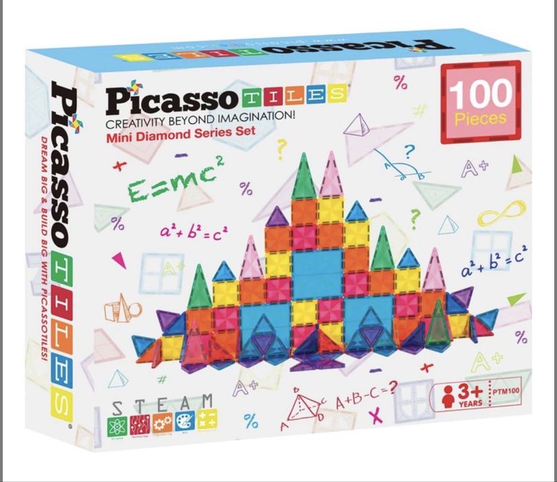 Магнітний конструктор Picasso Tiles Mini Diamonds Series Set 100 детал
