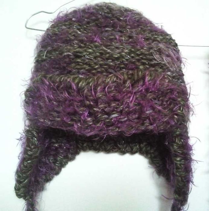 Handmade komplet gruba CZAPKA USZATKA + KOMIN _ WEŁNA