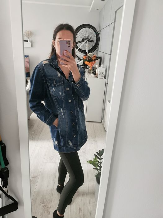 Długa kurtka jeansowa katana