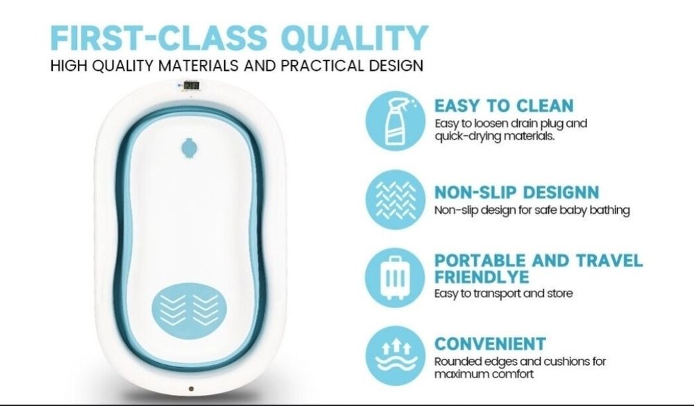 Складна дитяча ванна Einesin з термометром.
