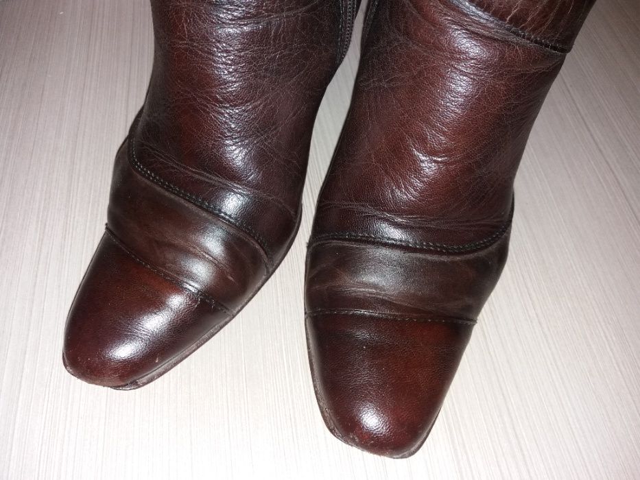 Sprzedam buty eleganckie DAMSKIE KOZACZKI SKÓRZANE BRĄZOWE, rozm. 37
