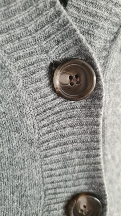 Sweter Kardigan Massimo Dutti. Kaszmir Jedwab Wełna. Szary. Rozmiar S