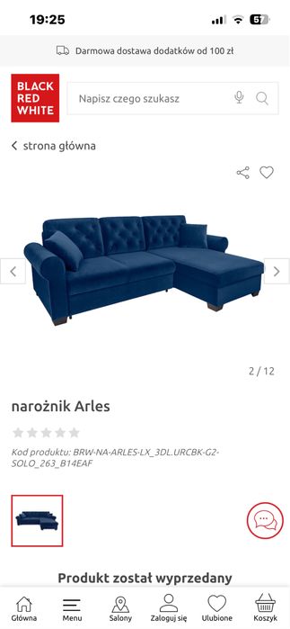 Narożnik welurowy granatowy black  red white