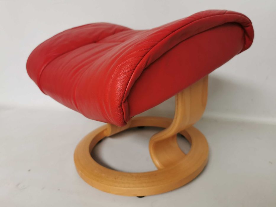 pufa podnóżek SKÓRA skórzany Ekornes stressless 56x38x41 czerwony