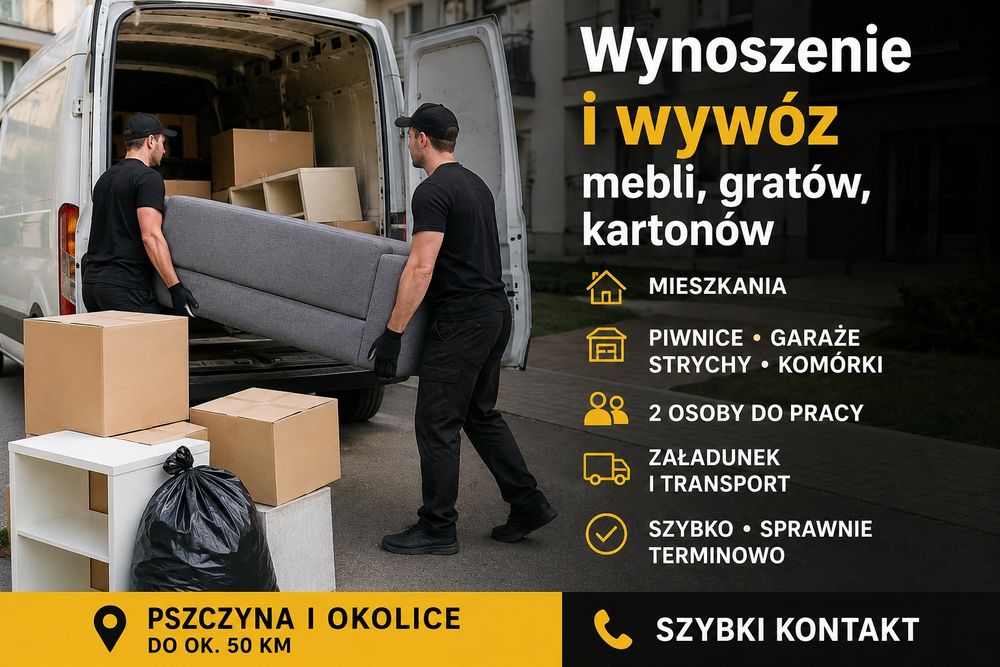 Wynoszenie i wywóz mebli, gratów i kartonów //piwnice, garaże, mieszkania