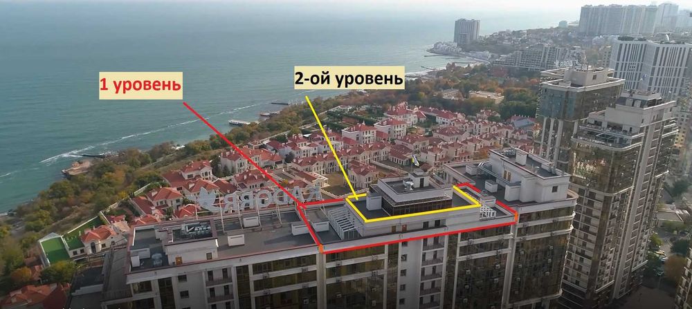 Аренда. Уникальный двухуровневый пентхаус 500 м² с панорамным видом 360°. Французский бульвар. Собственник. Без комиссии.