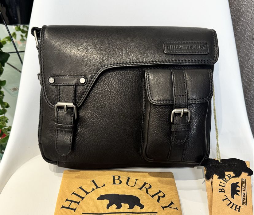 Чоловічі сумки HILL BURRY 3174_black Шкіряна Мужская сумка планшет кож
