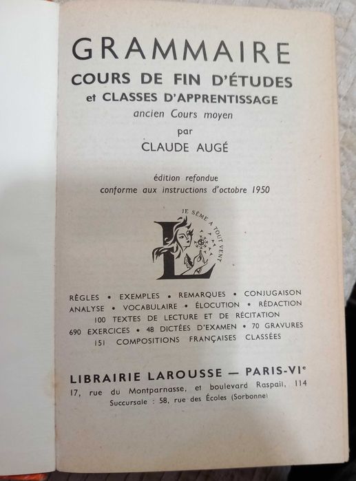 Livro - Grammaire por Claude Augé - portes incluídos