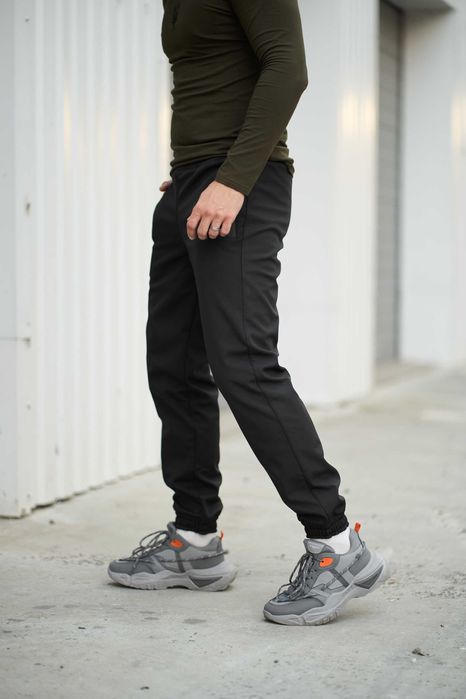 Штани чоловічі теплі на флісі софтшел чорні