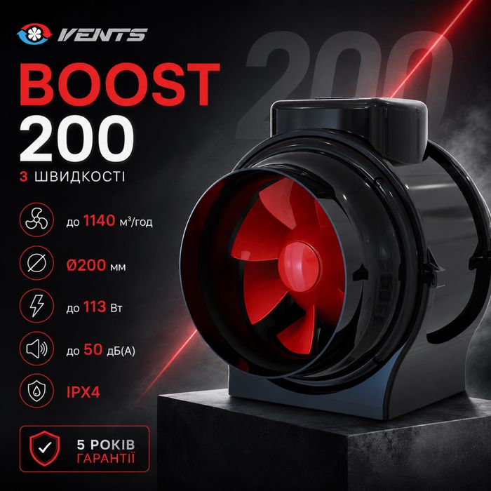 Канальный вентилятор Вентс БУСТ 200 | 1140 м³/ч | vents