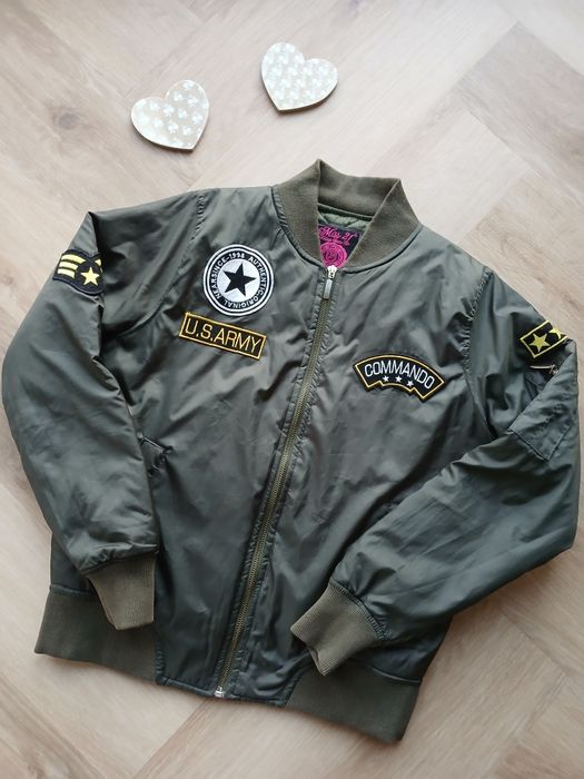 Kurtka pilotka military bomberka vintage khaki naszywki Butik / S / 36