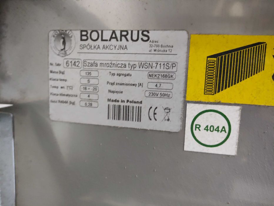 Szafa morźnicza/ zamrażarka przeszklona Bolarus