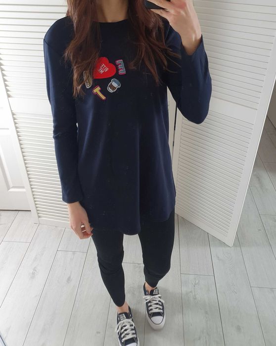 Lizai granatowa tunika bluzka z naszywkami M 38