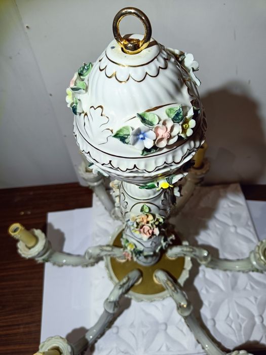 Luksusowy Żyrandol Capodimonte 6cio ramienny - Wloska porcelana 67cm