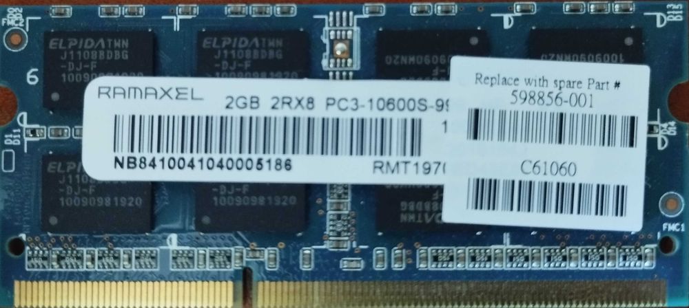 par stick memória Ramaxel 2GB 2RX8 PC3-10600S